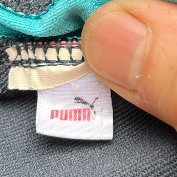 Puma teal with gray workout top, supported bra with adjustable hooks, Medium - Picture 7 of 10